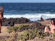 NUDIST BEACH BLOW-JOB: I reveal my difficult cock to a bitch that asks me for a semen and sperm in her mouth.