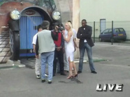 Behind the scenes: Sexy French blonde having her first ever gang bang